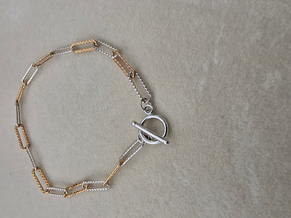 Textured Toggle Mixed metal Bracelet