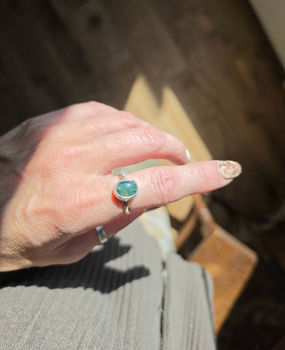 Moss Agate Stud Ring