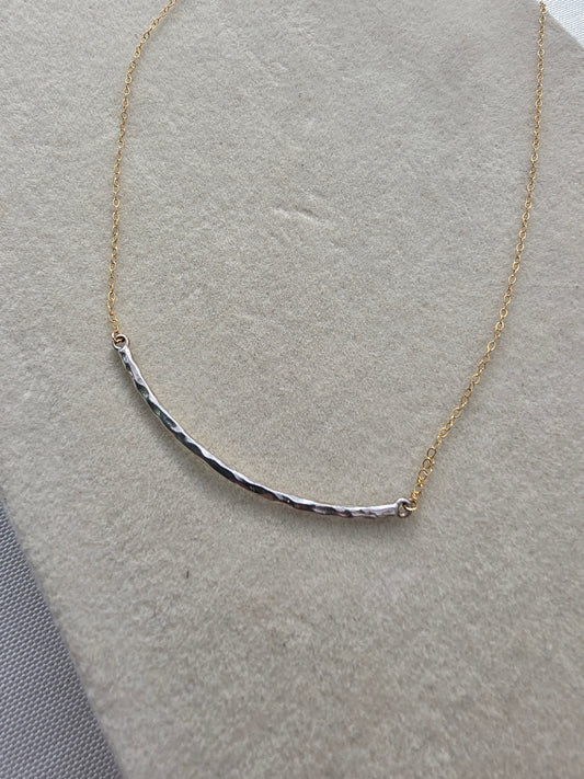 Hammered mixed metal Bar Necklace