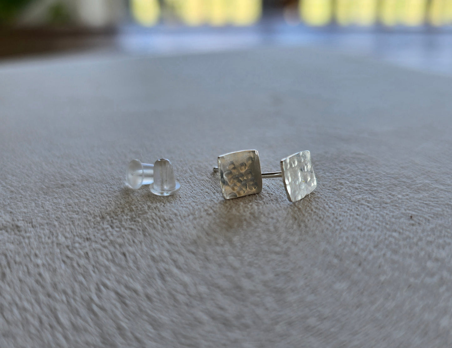 Mini Hammered Square Studs