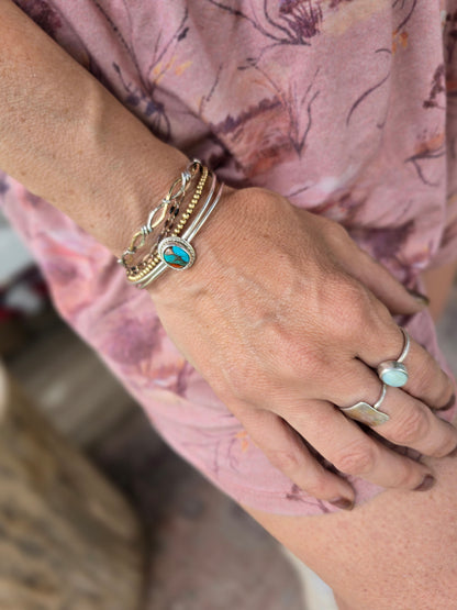 Copper Turquoise Halo Cuff Bracelet