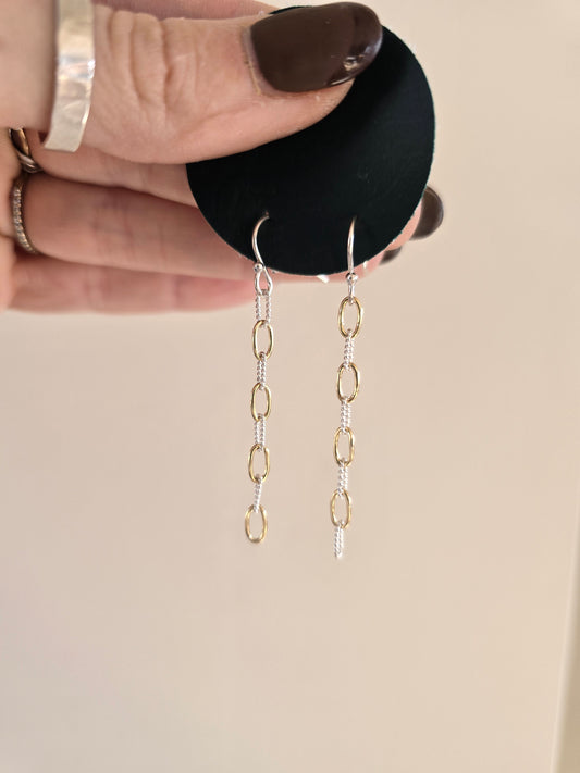 Mixed metal texture paperclip earrings