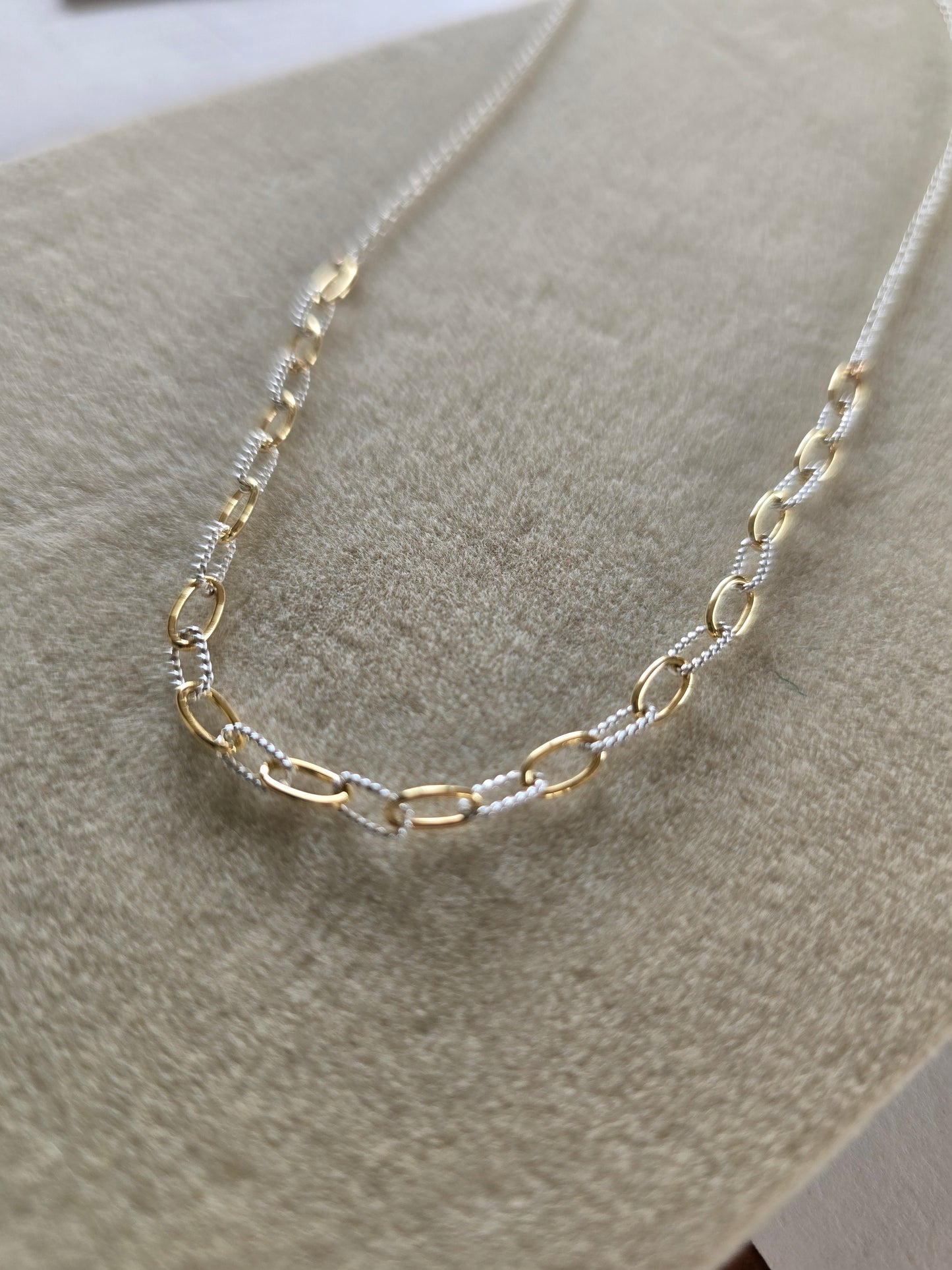 Mixed Metal Textured Paperclip Necklace