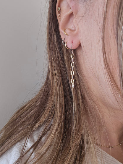 Mixed metal texture paperclip earrings