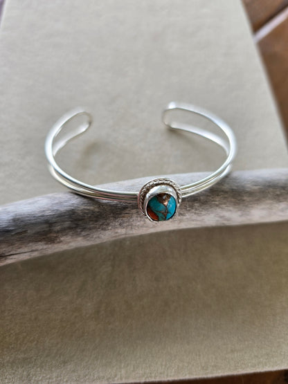 Copper Turquoise Halo Cuff Bracelet