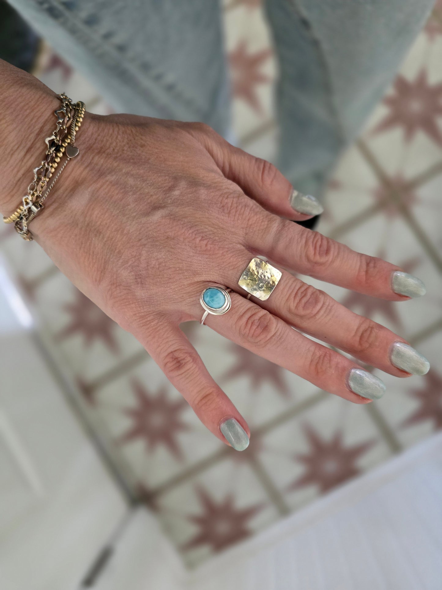 Larimar Ocean Bezel Ring