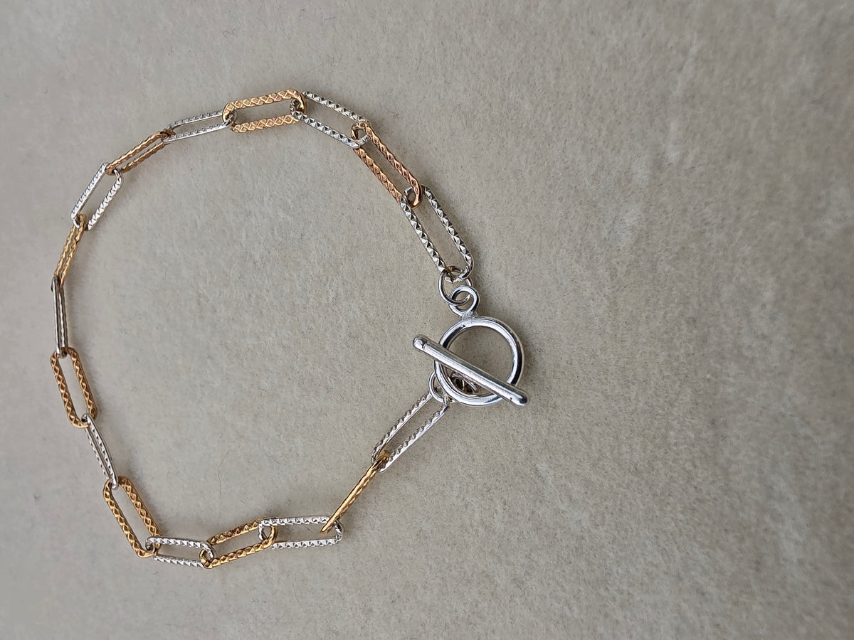 Textured Toggle Mixed metal Bracelet