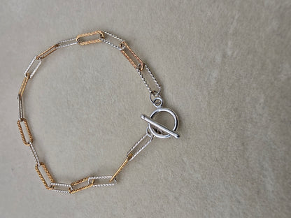 Textured Toggle Mixed metal Bracelet