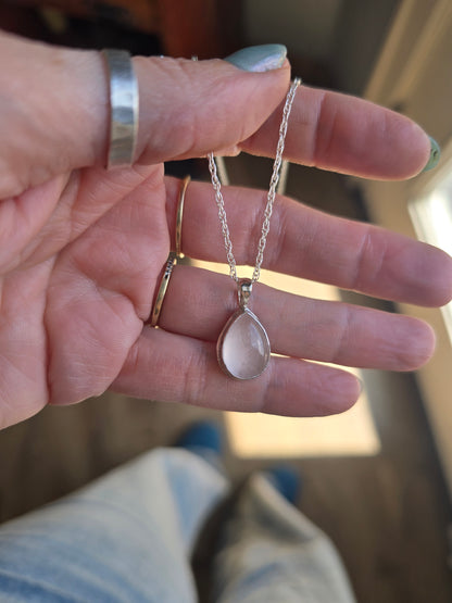 Rose Quartz Teardrop Necklace