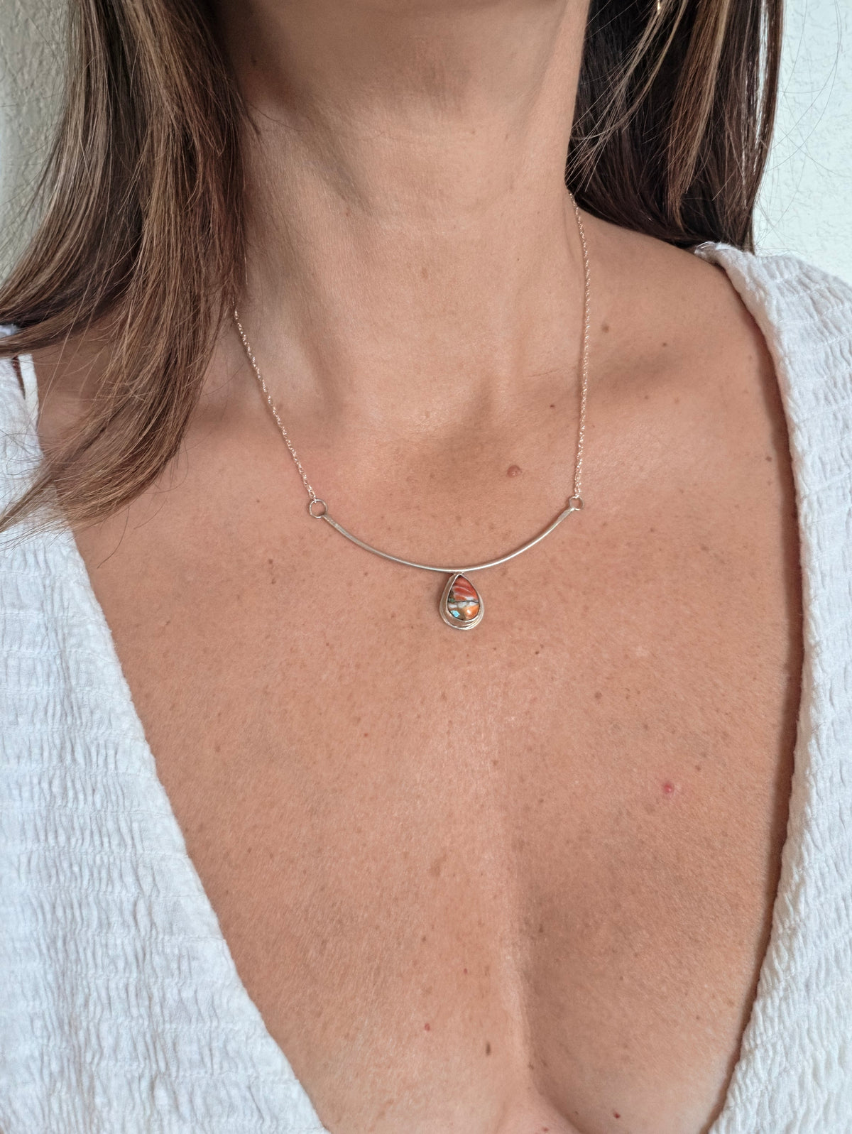 Copper Turquoise Arc Necklace