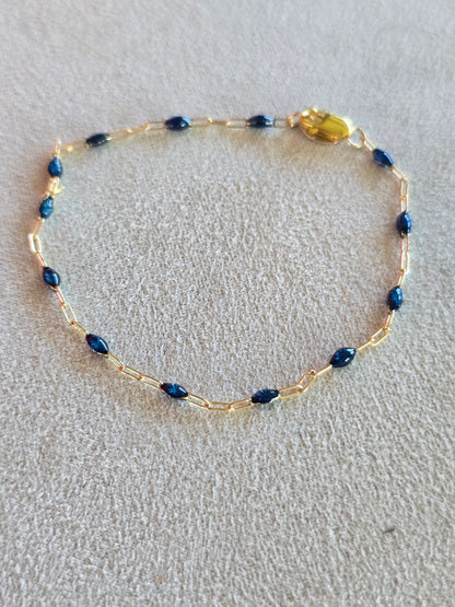 Sapphire Paperclip Bracelet