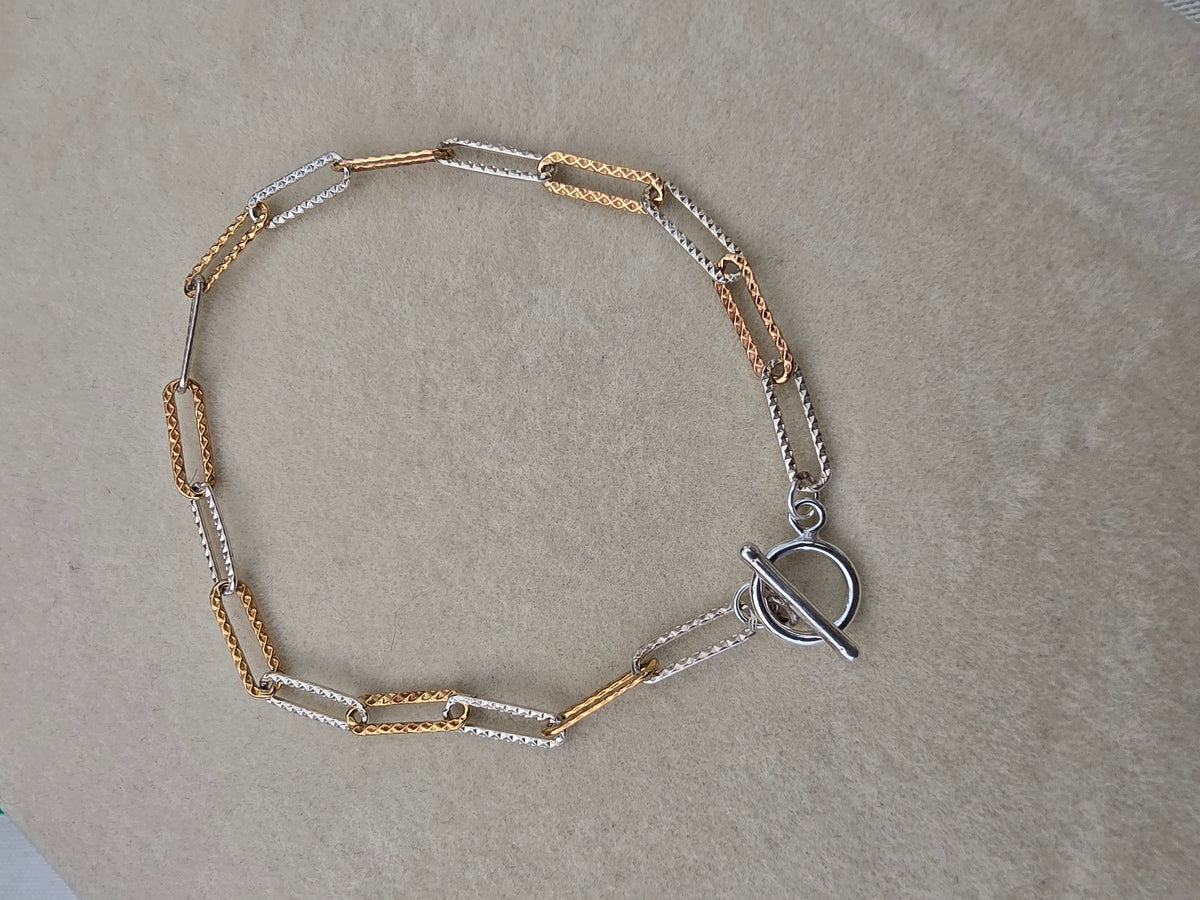 Textured Toggle Mixed metal Bracelet