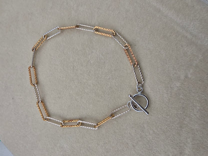 Textured Toggle Mixed metal Bracelet