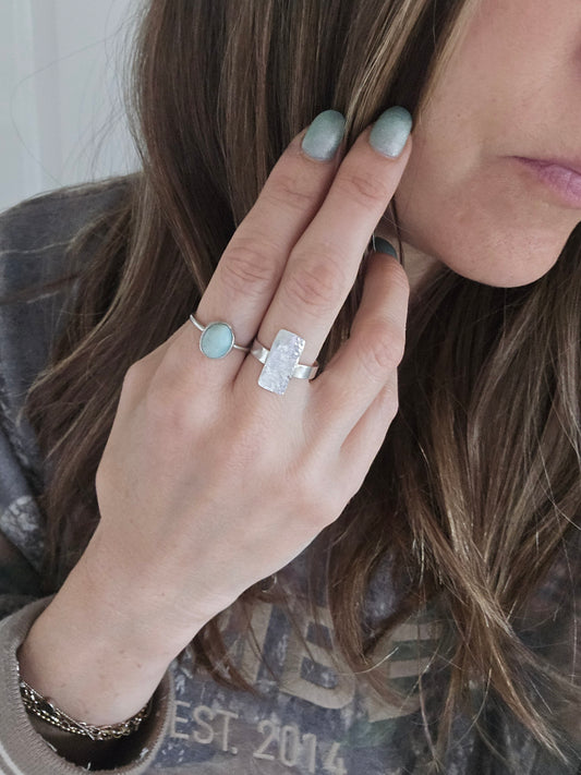 Hammered Retangle Ring