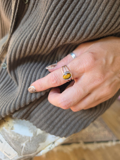 Tigers Eye Mixed Metal Triple Band