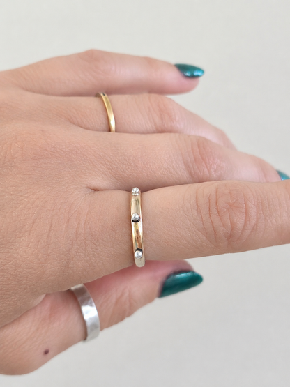 Studded Mixed Metal Ring