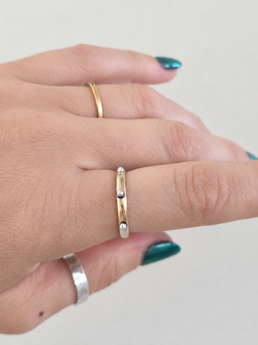 Studded Mixed Metal Ring