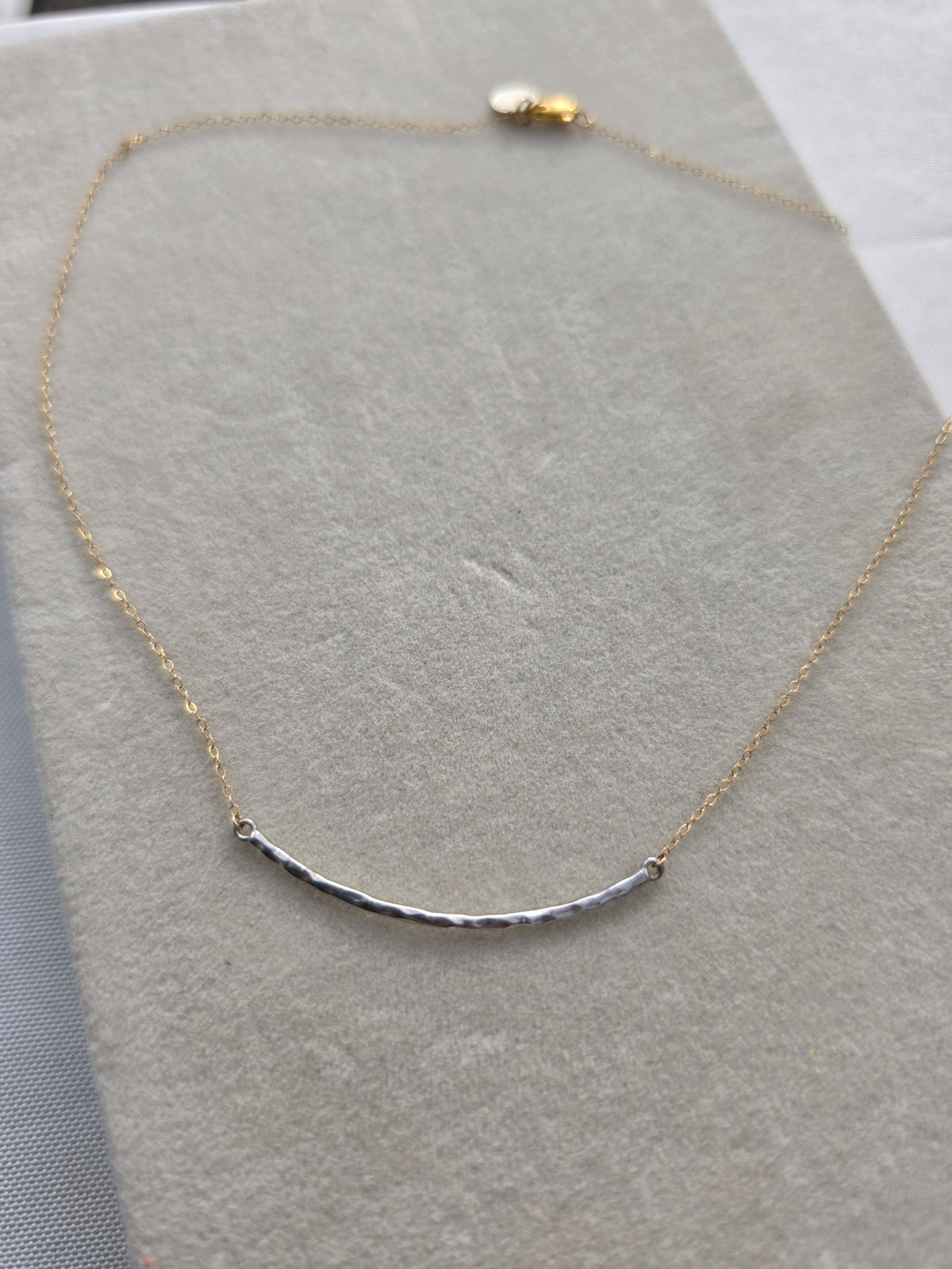 Hammered mixed metal Bar Necklace